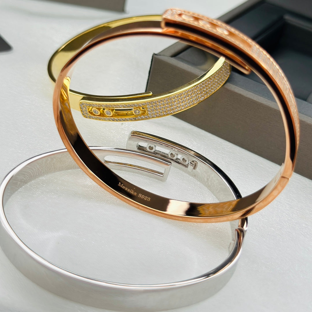 [✨Rose💎]Move Noa Rose Gold Pav茅 Diamond Bangle Bracelet