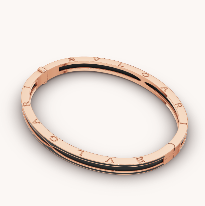 [✨Rose💎]ZERO 1 PINK GOLD WITH MATTE BLACK CERAMIC BRACELET