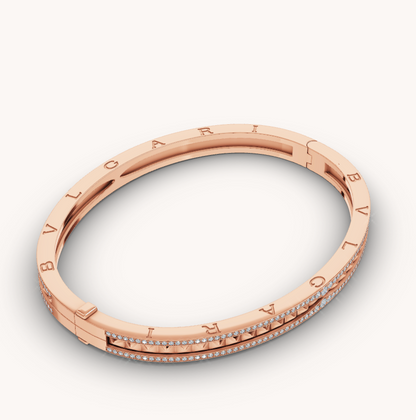 [✨Rose💎]ZERO 1 SPIRAL AND PAVED DIAMOND PINK GOLD BRACELET