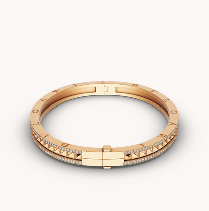 [✨Rose💎]ZERO 1 SPIRAL AND PAVED DIAMOND GOLD BRACELET