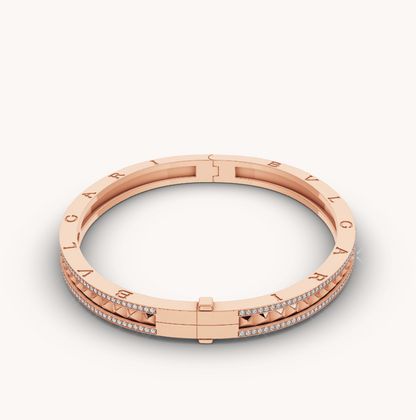 [✨Rose💎]ZERO 1 SPIRAL AND PAVED DIAMOND PINK GOLD BRACELET