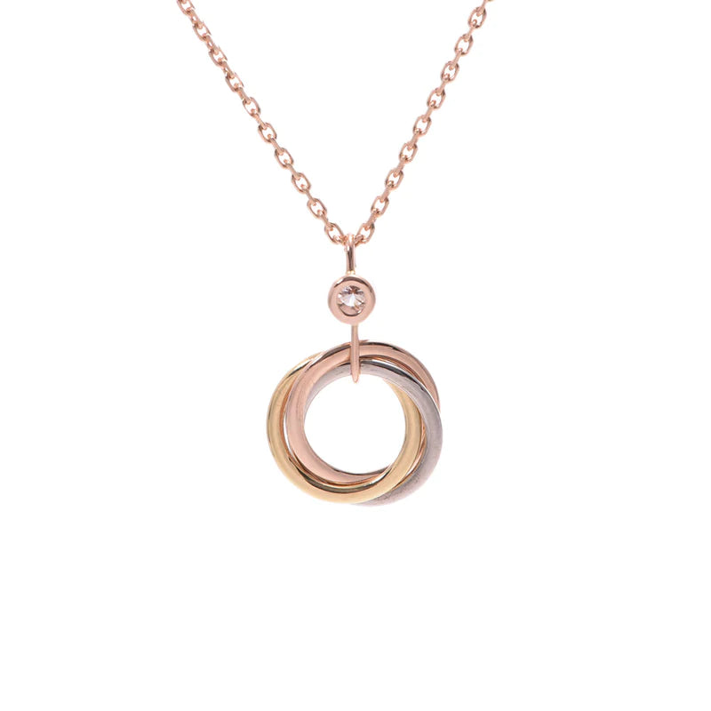 [✨Rose💎]TRINITY SILVER GOLD PINK GOLD NECKLACE