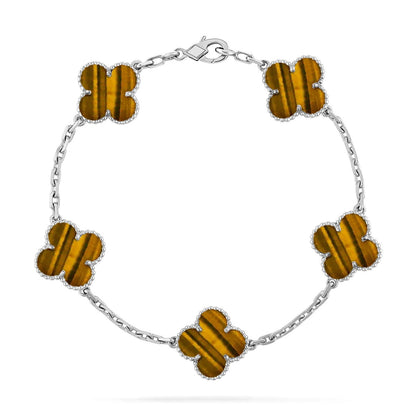 [✨Rose💎] CLOVER 5 MOTIFS TIGER EYE BRACELET COLLECTION