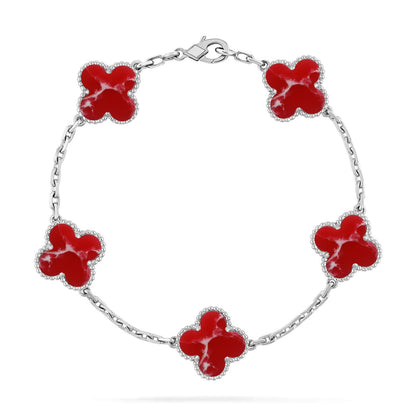 [✨Rose💎]CLOVER 5 MOTIF RED PATTERN BRACELET COLLECTION