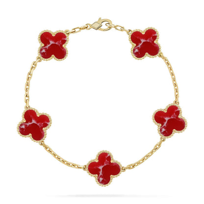 [✨Rose💎]CLOVER 5 MOTIF RED PATTERN BRACELET COLLECTION