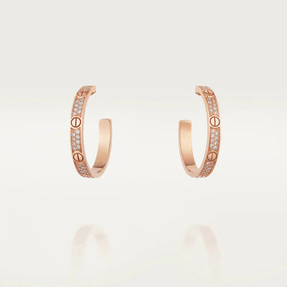[✨Rose💎]LOVE DIAMOND PINK GOLD HOOP EARRINGS