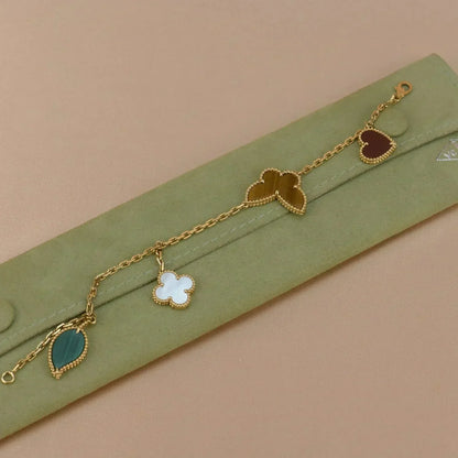 [✨Rose💎]LUCKY SPRING 5 MOTIF GOLD BRACELET