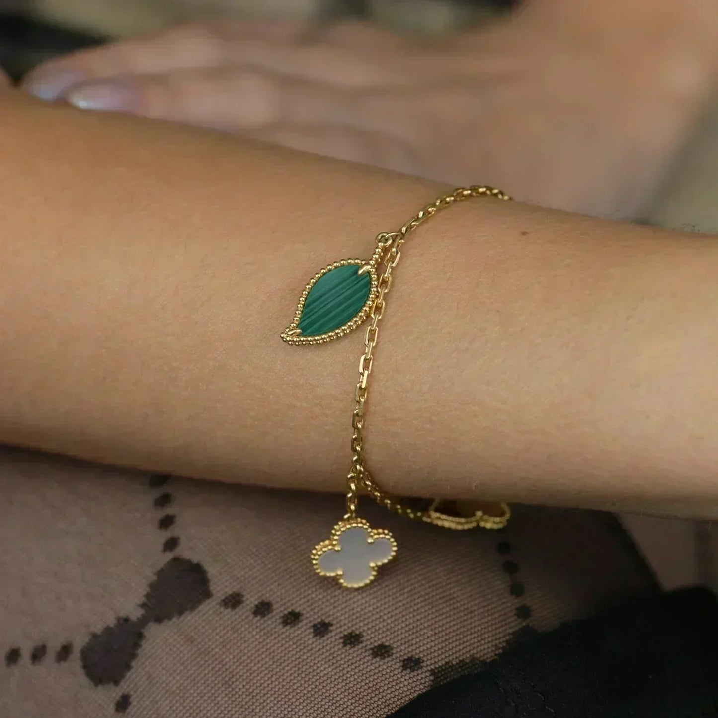 [✨Rose💎]LUCKY SPRING 5 MOTIF GOLD BRACELET