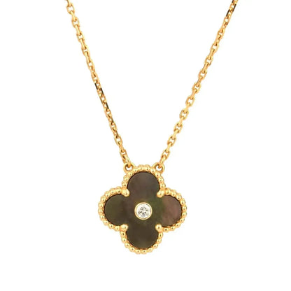 [✨Rose💎]CLOVER 15MM DIAMOND AND MOTHER-OF-GREY NECKLACE