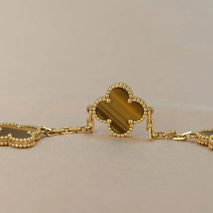 [✨Rose💎] CLOVER 5 MOTIFS TIGER EYE BRACELET COLLECTION