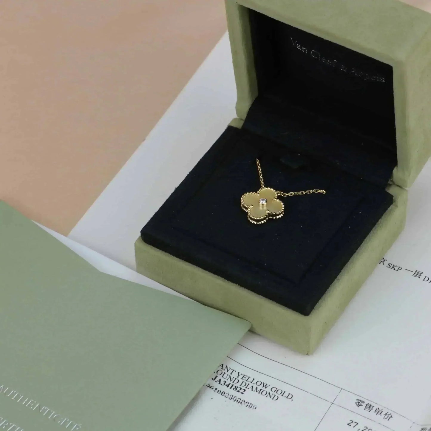 [✨Rose💎]CLOVER 15MM DIAMOND GOLD MOTHER OF PEARL NECKLACE