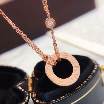 [✨Rose💎]LOVE NECKLACE 16MM 2 DIAMONDS