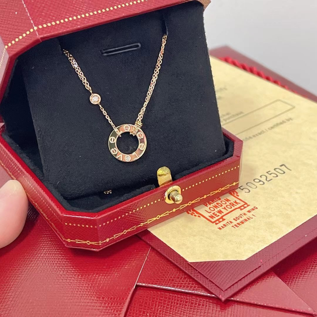 [✨Rose💎]LOVE NECKLACE 16MM 2 DIAMONDS