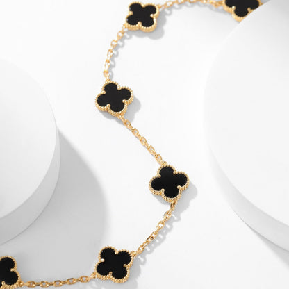 [✨Rose💎]CLOVER 10 MOTIFS ONYX NECKLACE
