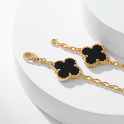 [✨Rose💎]CLOVER 10 MOTIFS ONYX NECKLACE