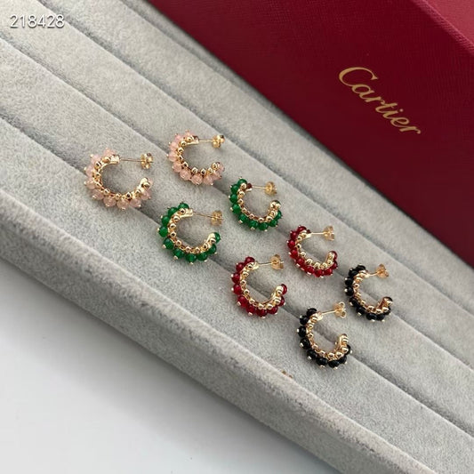 [✨Rose💎]NEW COLORED GEMSTONE COLLECTION SMALL HOOP EARRINGS