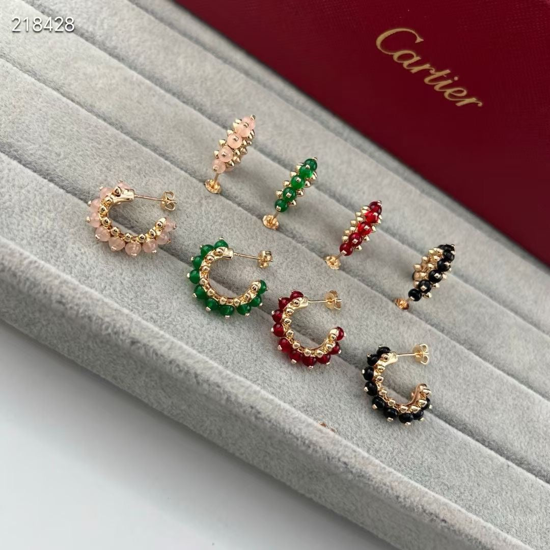 [✨Rose💎]NEW COLORED GEMSTONE COLLECTION SMALL HOOP EARRINGS