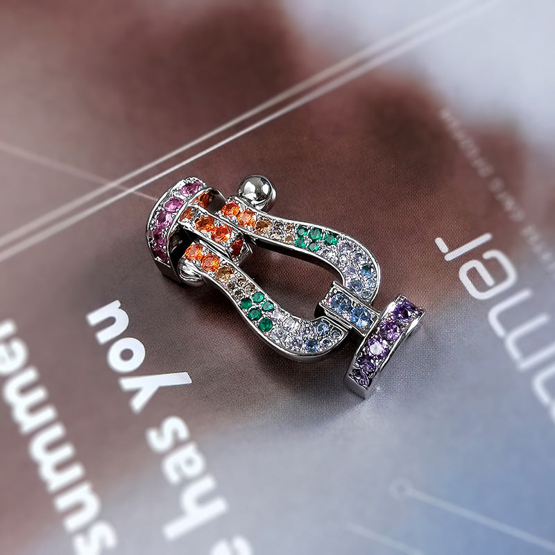 [✨Rose💎]FORC LARGE HORSESHOE  COLORED DIAMOND BRACELET SILVER
