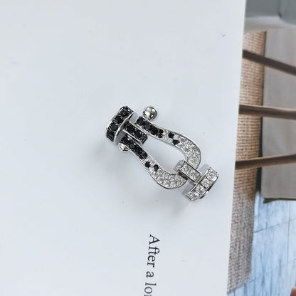 [✨Rose💎]FORCE LARGE HORSESHOE BLACK WHITE DIAMOND BRACELET ROSE GOLD