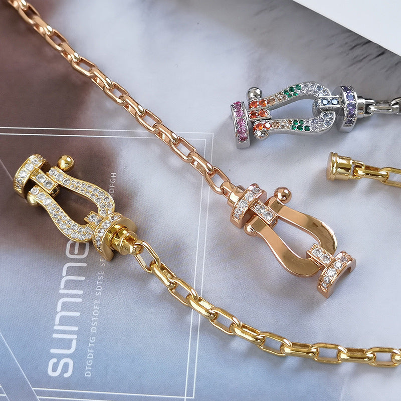 [✨Rose💎]FORCE LARGE HORSESHOE CLASP  METAL BRACELET