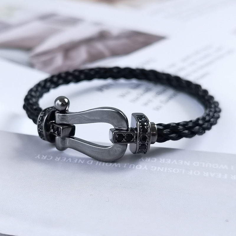 [✨Rose💎]FORCE LARGE SERIES HORSESHOE BLACK SAMURAI BRACELET