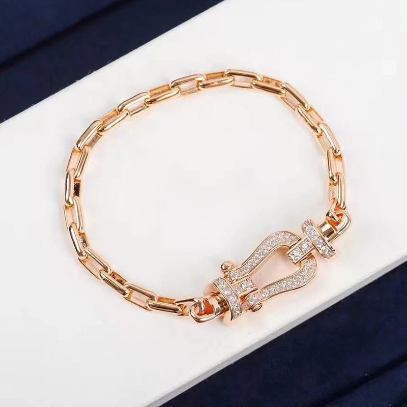 [✨Rose💎]FORCE LARGE HORSESHOE CLASP  METAL BRACELET