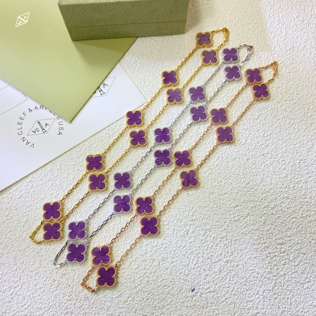 [✨Rose💎 Jewelry]CLOVER 10 MOTIFS  PURPLE VIOLET  NECKLACE