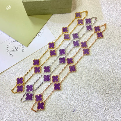 [✨Rose💎 Jewelry]CLOVER 10 MOTIFS  PURPLE VIOLET  NECKLACE