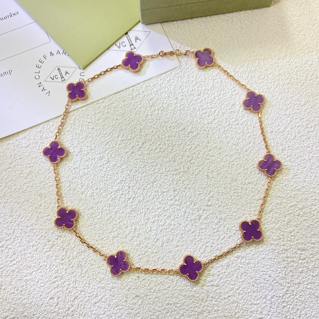 [✨Rose💎]CLOVER 10 MOTIFS  PURPLE VIOLET  NECKLACE