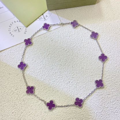 [✨Rose💎]CLOVER 10 MOTIFS  PURPLE VIOLET  NECKLACE