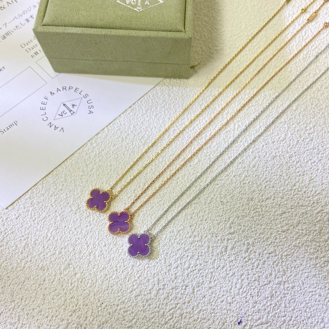 [✨Rose💎]CLOVER 15MM  PURPLE VIOLET NECKLACE