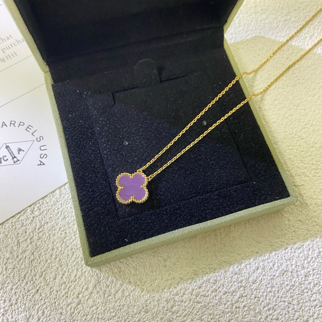 [✨Rose💎]CLOVER 15MM  PURPLE VIOLET NECKLACE