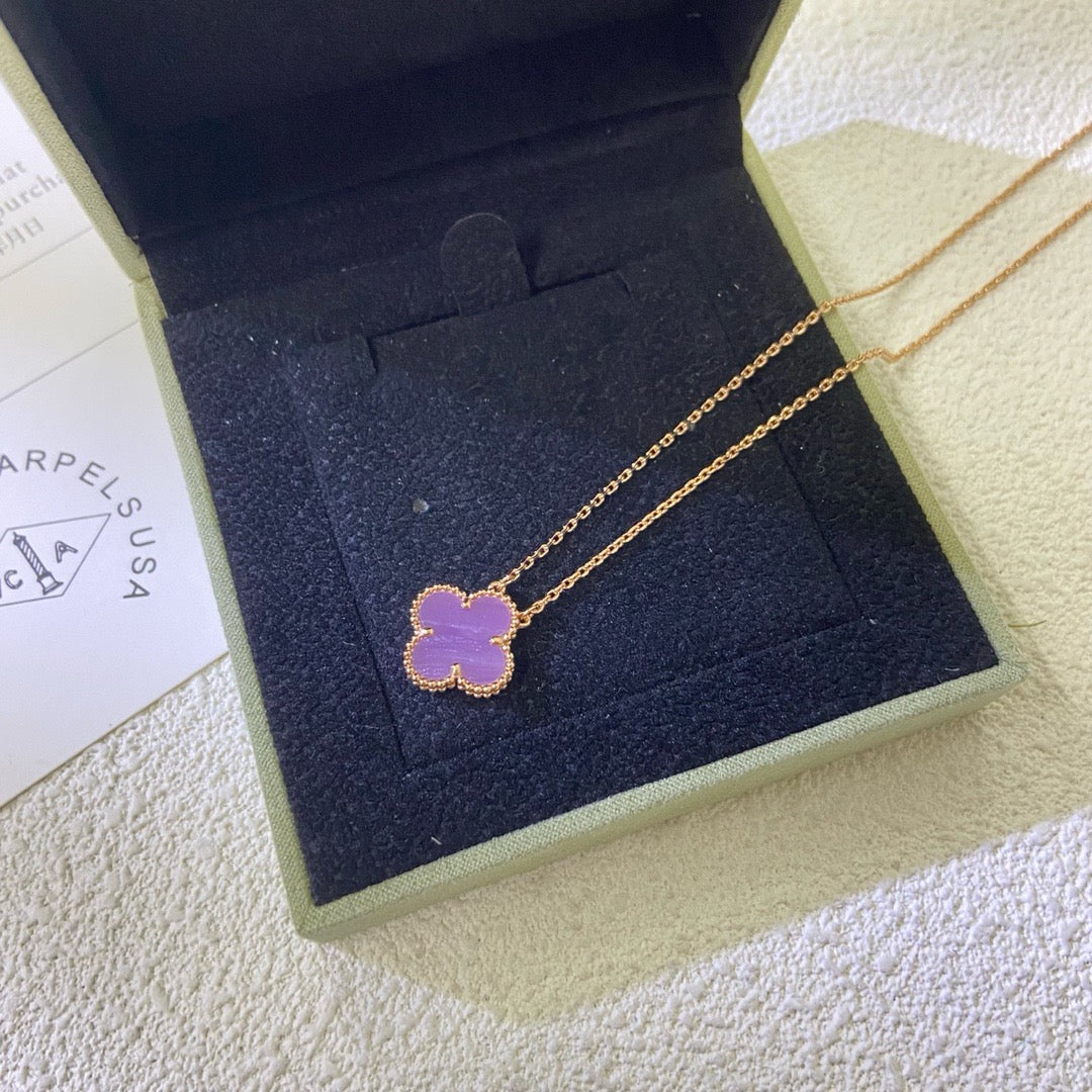[✨Rose💎]CLOVER 15MM  PURPLE VIOLET NECKLACE