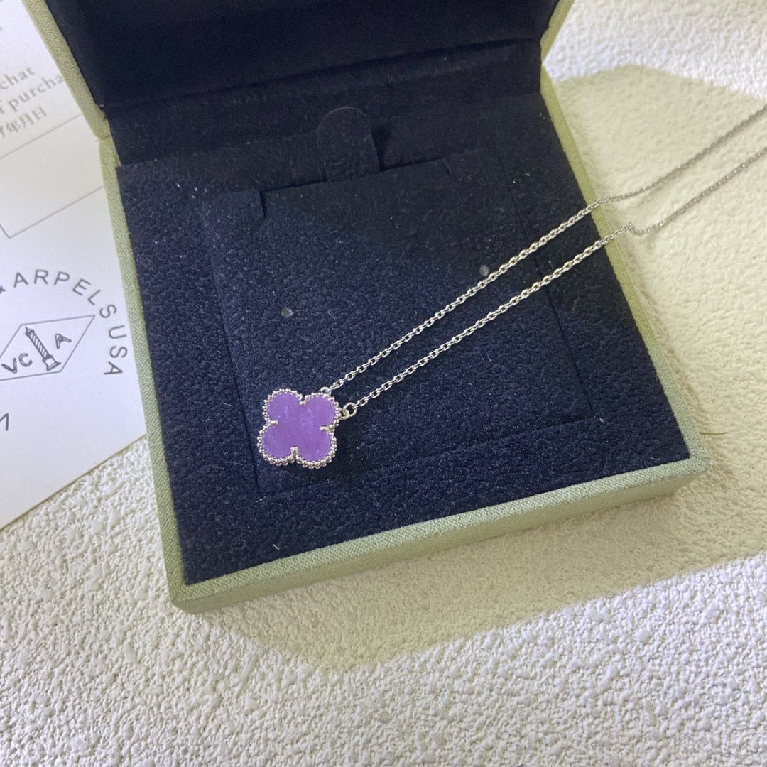 [✨Rose💎]CLOVER 15MM  PURPLE VIOLET NECKLACE