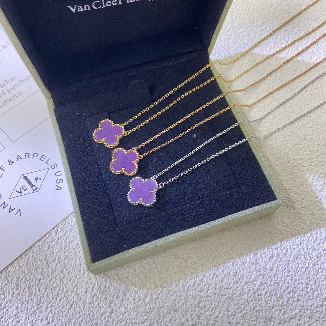 [✨Rose💎]CLOVER 15MM  PURPLE VIOLET NECKLACE