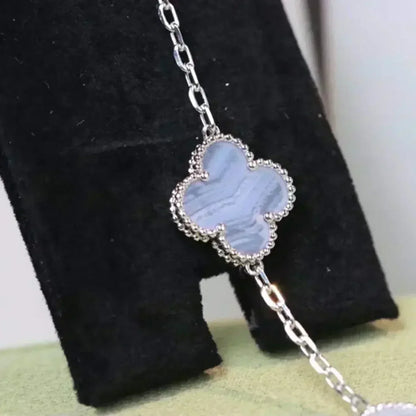 [✨Rose💎] CLOVER 5 MOTIF PURPLE CHALCEDONY BRACELET COLLECTION