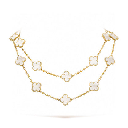 [✨Rose💎]CLOVER 20 MOTIFS WHITE MOP NECKLACE