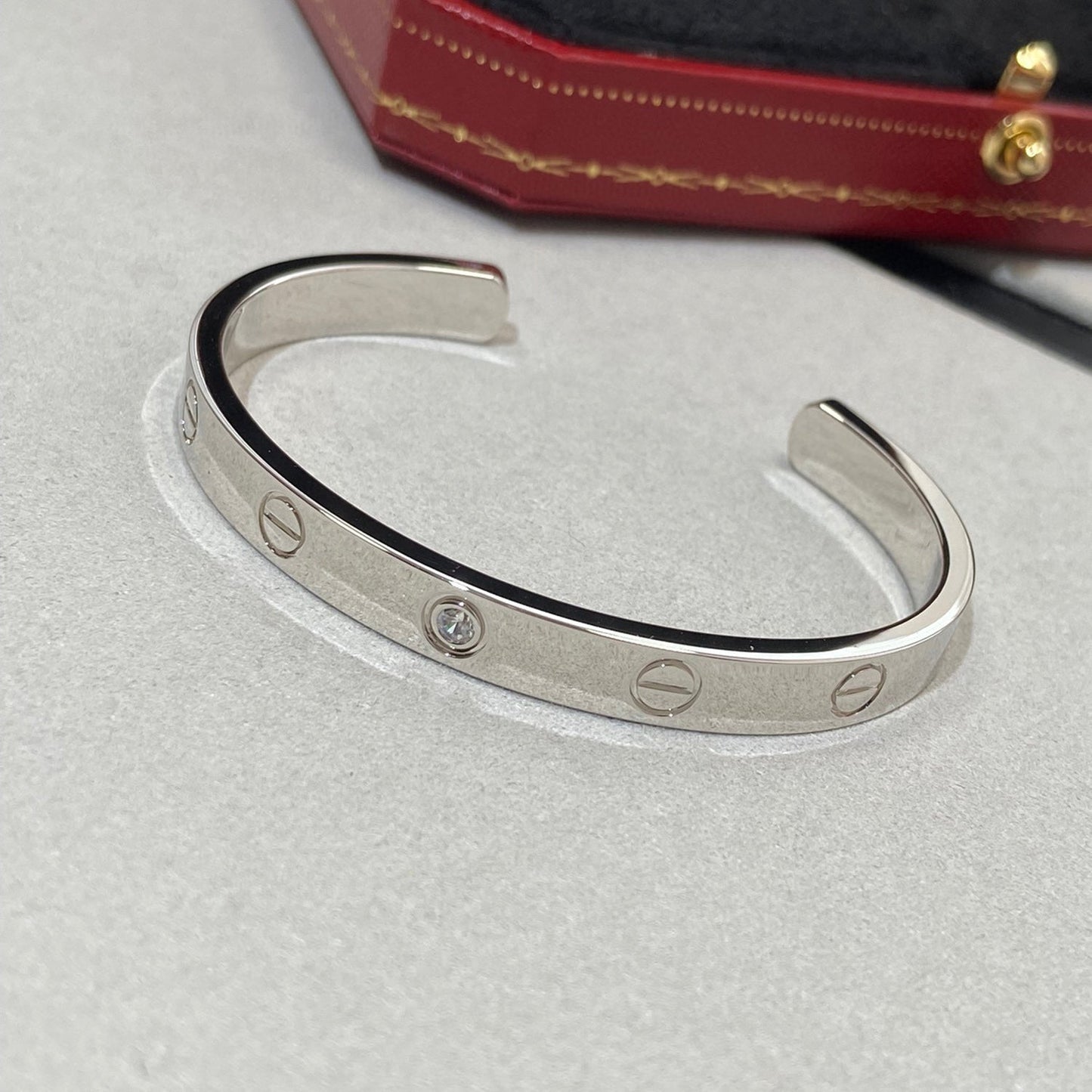 [✨Rose💎]LOVE BRACELET 6.1MM 1 DIAMOND OPEN CUFF