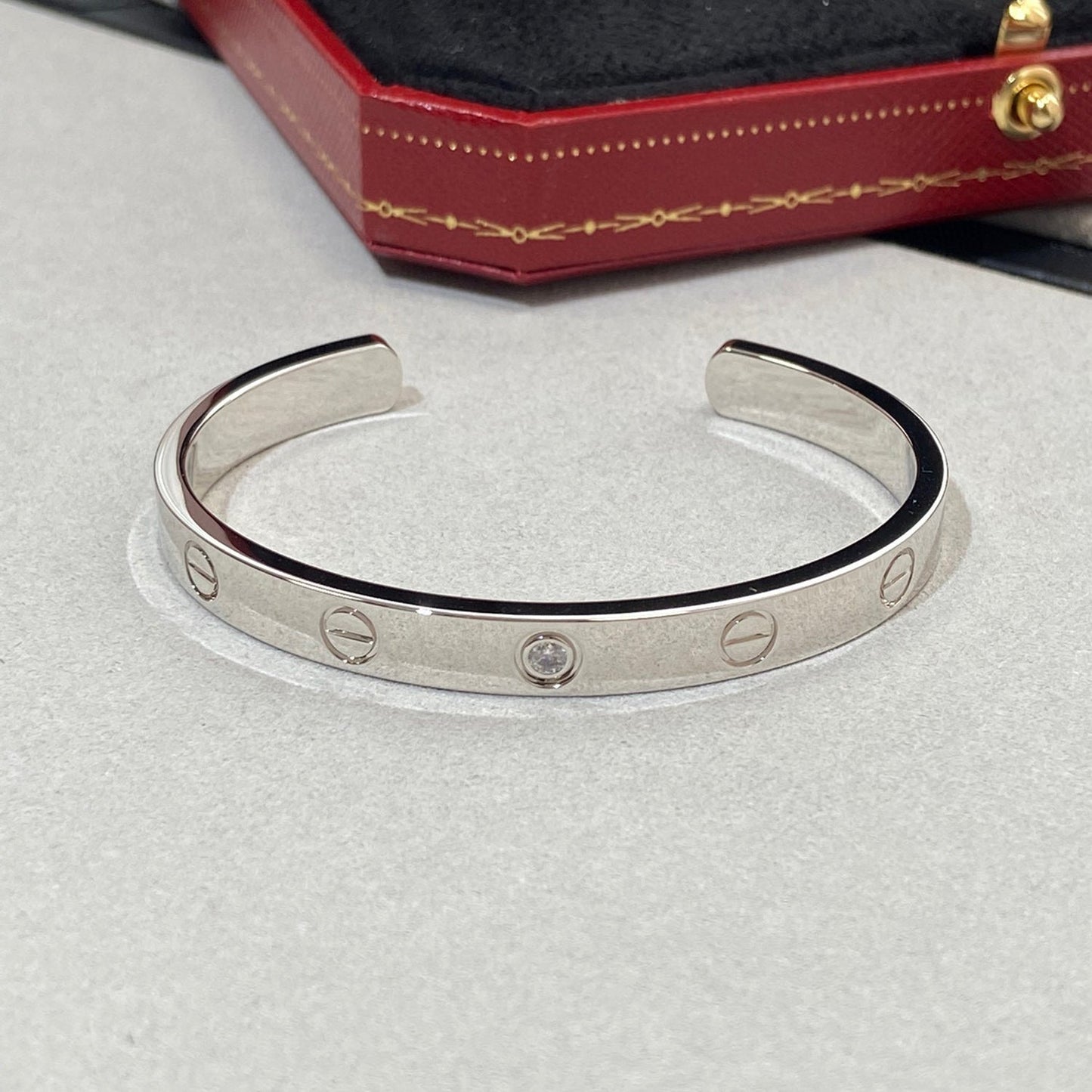 [✨Rose💎]LOVE BRACELET 6.1MM 1 DIAMOND OPEN CUFF