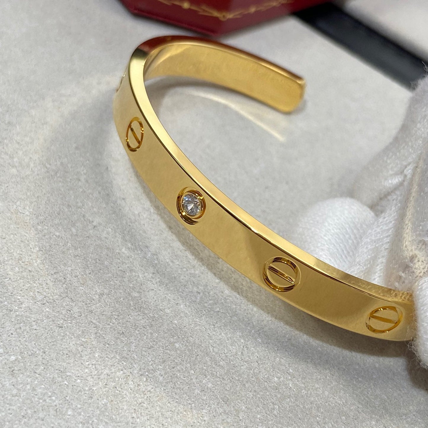 [✨Rose💎]LOVE BRACELET 6.1MM 1 DIAMOND OPEN CUFF