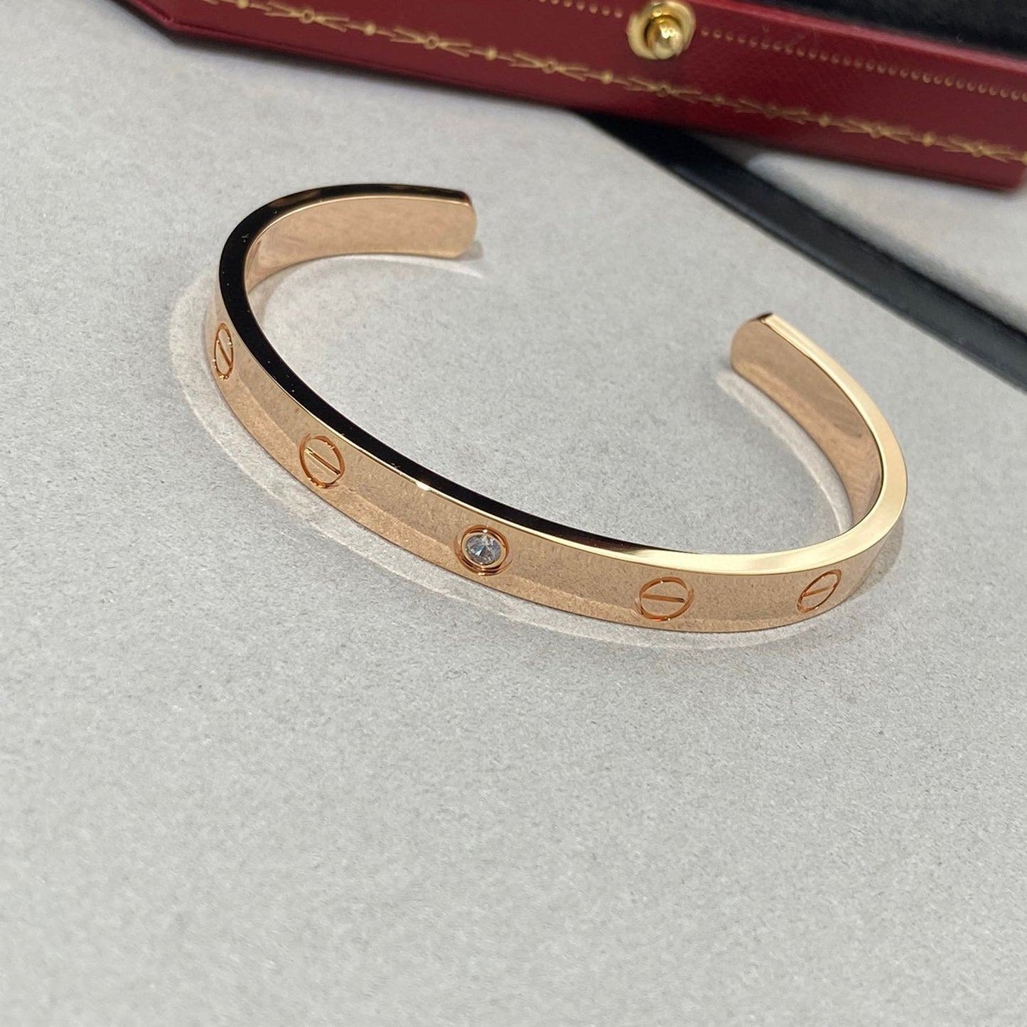 [✨Rose💎]LOVE BRACELET 6.1MM 1 DIAMOND OPEN CUFF
