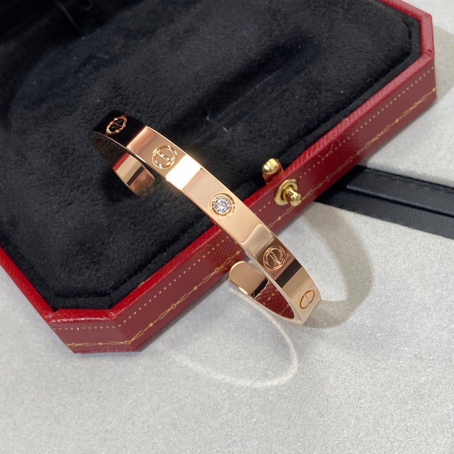 [✨Rose💎]LOVE BRACELET 6.1MM 1 DIAMOND OPEN CUFF