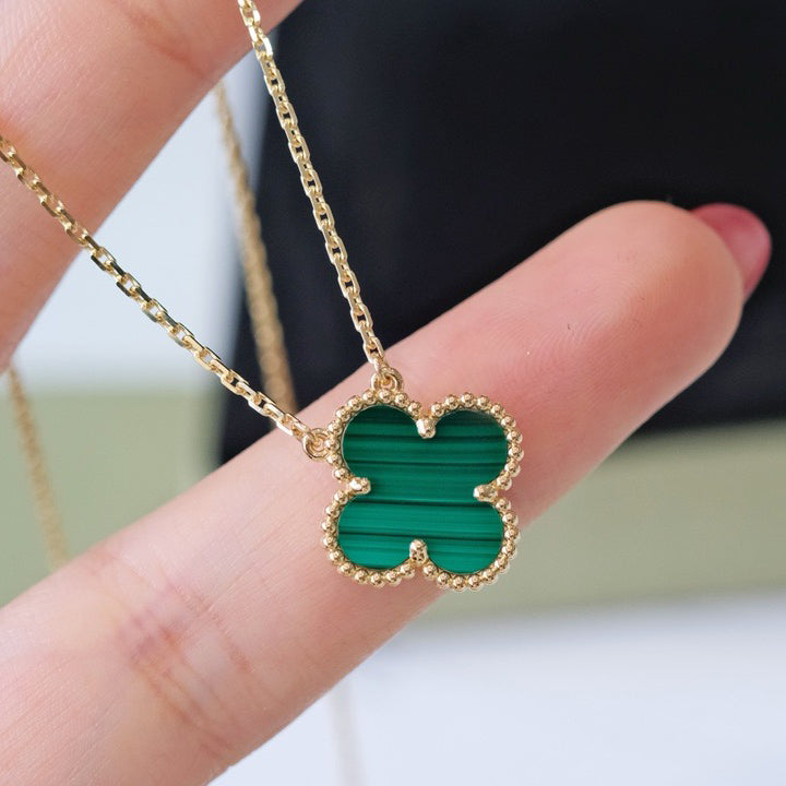 [✨Rose💎]CLOVER 15MM MALACHITE SINGLE FLOWER  NECKLACE