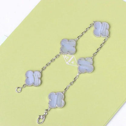 [✨Rose💎] CLOVER 5 MOTIF PURPLE CHALCEDONY BRACELET COLLECTION