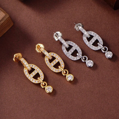 [✨Rose💎]HM CHAINE DIAMOND EARRINGS