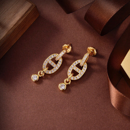 [✨Rose💎]HM CHAINE DIAMOND EARRINGS