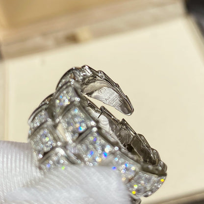 [✨Rose💎]SERPENTI DOUBLE RING SILVER DIAMOND PAVED