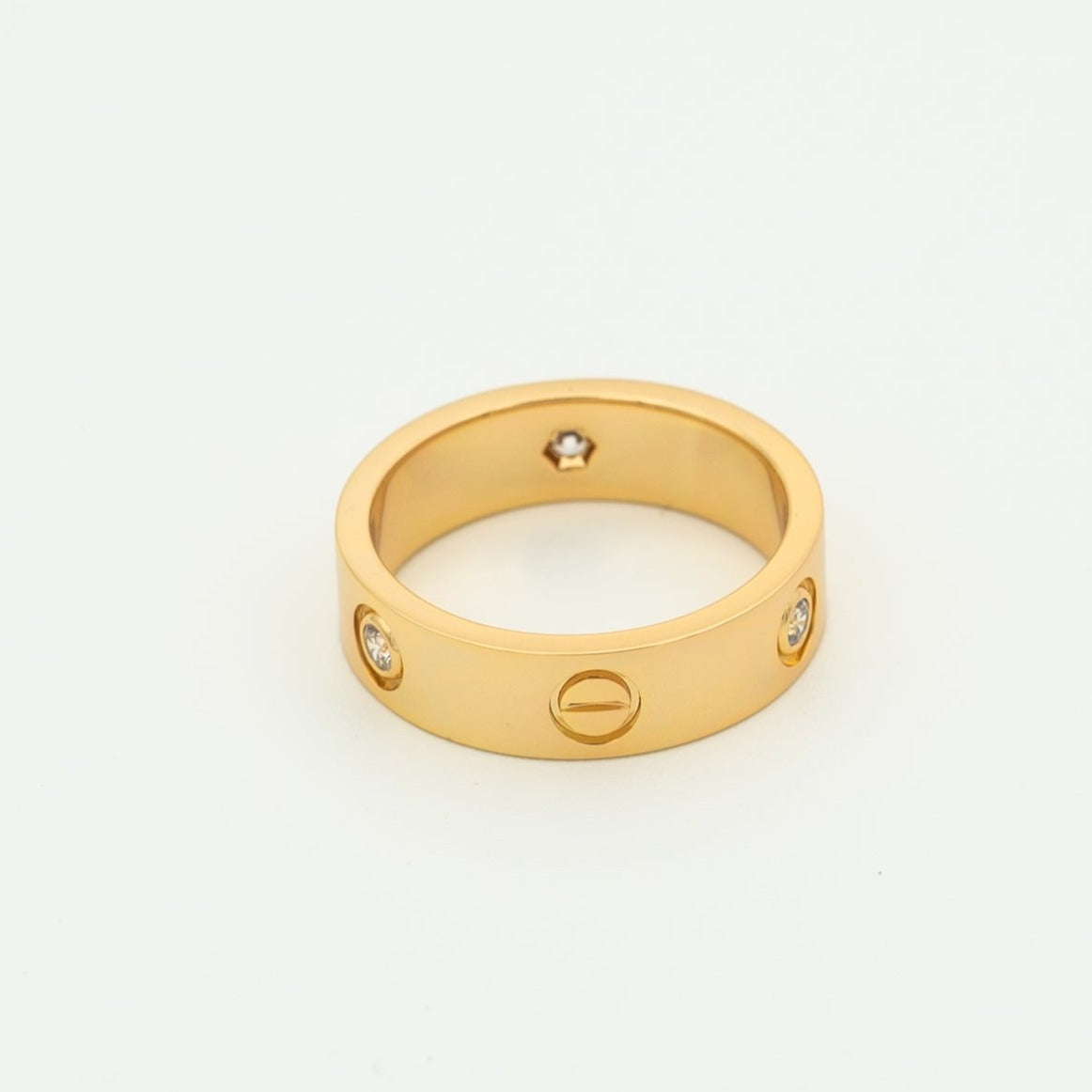 [✨Rose💎]LOVE RING 5.5MM 3 DIAMONDS PINK GOLD