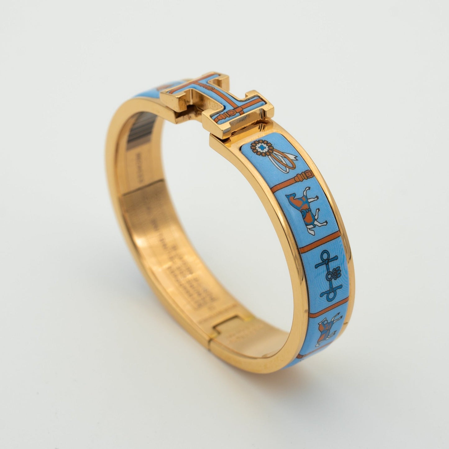 [✨Rose💎]H PINK GOLD BRACELET BLUE CERAMIC