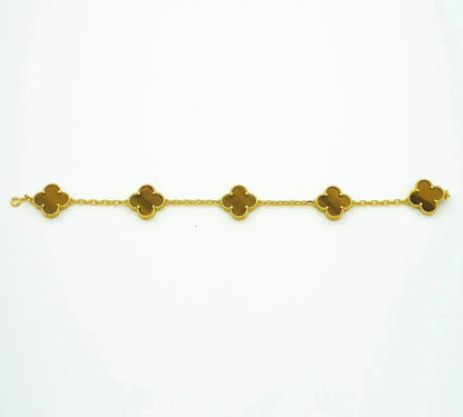 [✨Rose💎] CLOVER 5 MOTIFS TIGER EYE BRACELET COLLECTION